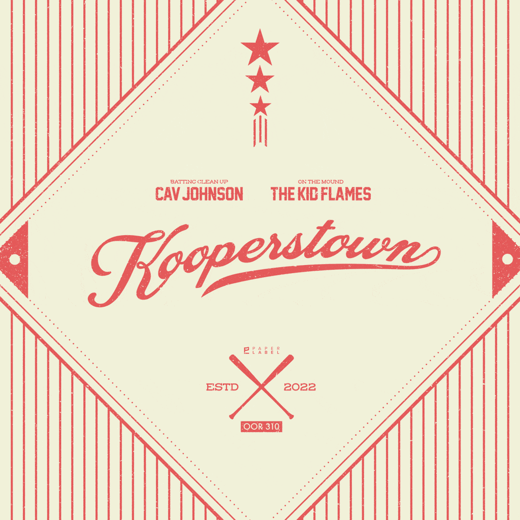 Kooperstown single artwork, cream with red stripe popcorn box